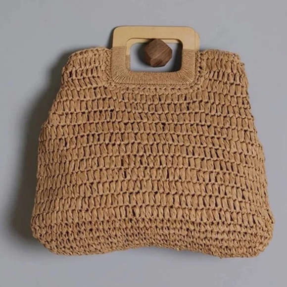 Boho straw large tote top handle summer bag - Picture 10 of 16